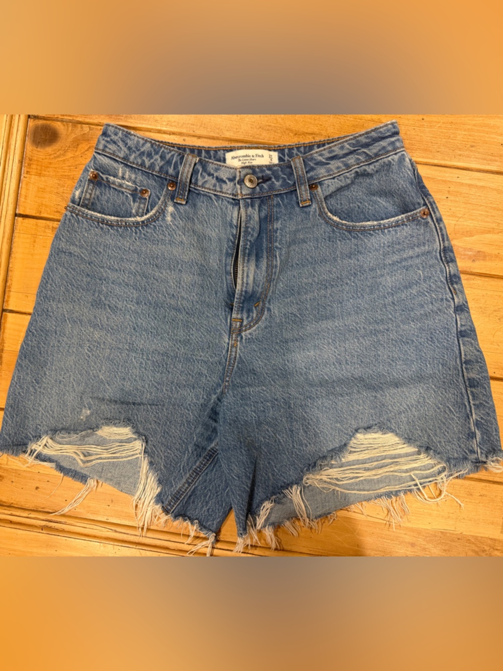 Abercrombie & Fitch Light Blue Distressed Loose Shorts - Curve Love